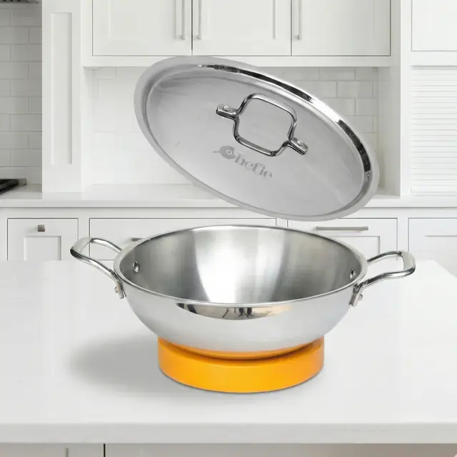 Chefle triply stainless steel kadai with lid