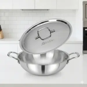 Chefle Trio-Cook Triply Kadai with stainless steel lid
