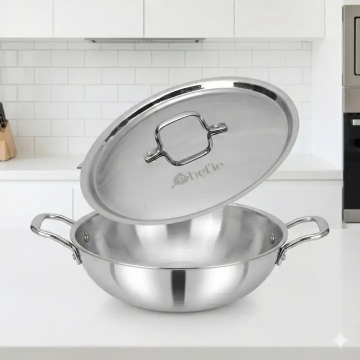 Chefle Trio-Cook Triply Kadai with stainless steel lid